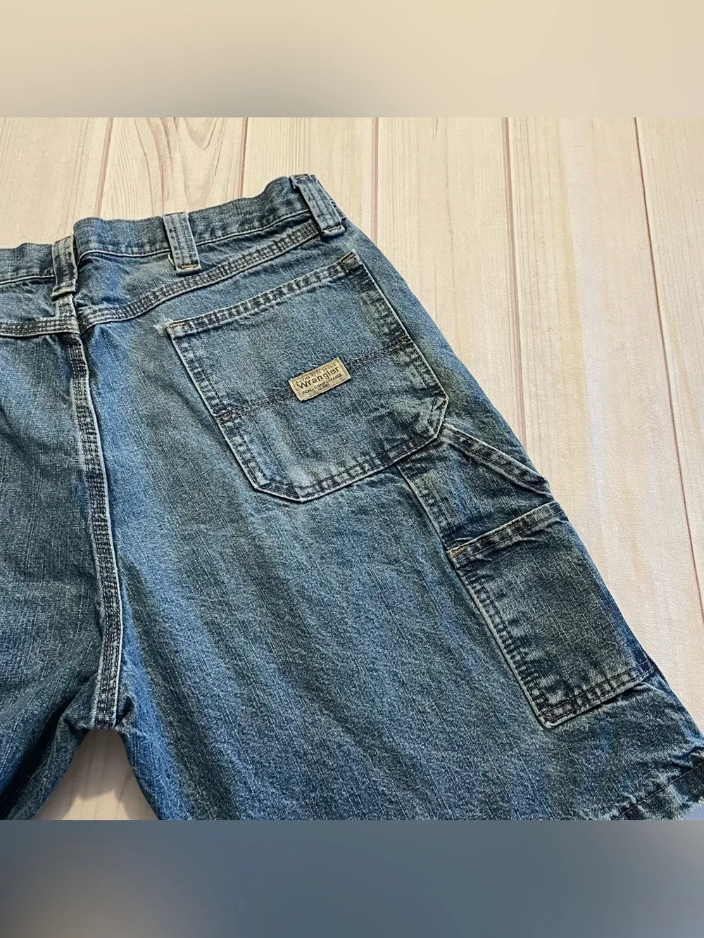 Vintage y2k Wrangler Denim Shorts Mens 36 Blue Carpenter Utility Relaxed Casual